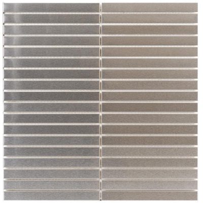 Brushed Stainless Steel 5/8″ x 6″ Straight Stack Mosaic