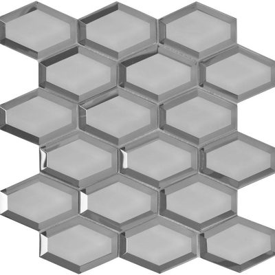 Alabaster Back-Beveled Hexagon Mirror Mosaic