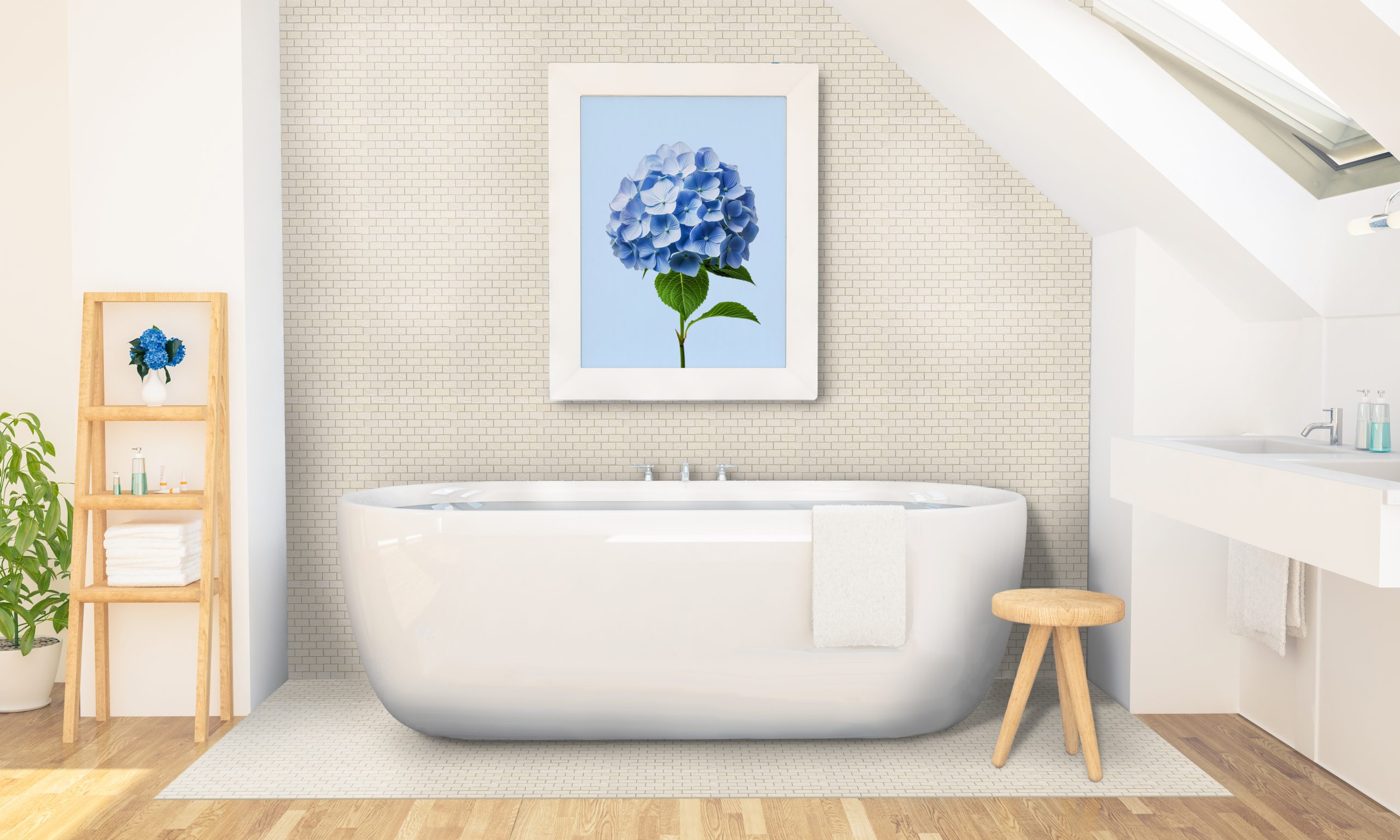 Metro Beige Texture 1×2 Brickset Bathroom Mockup