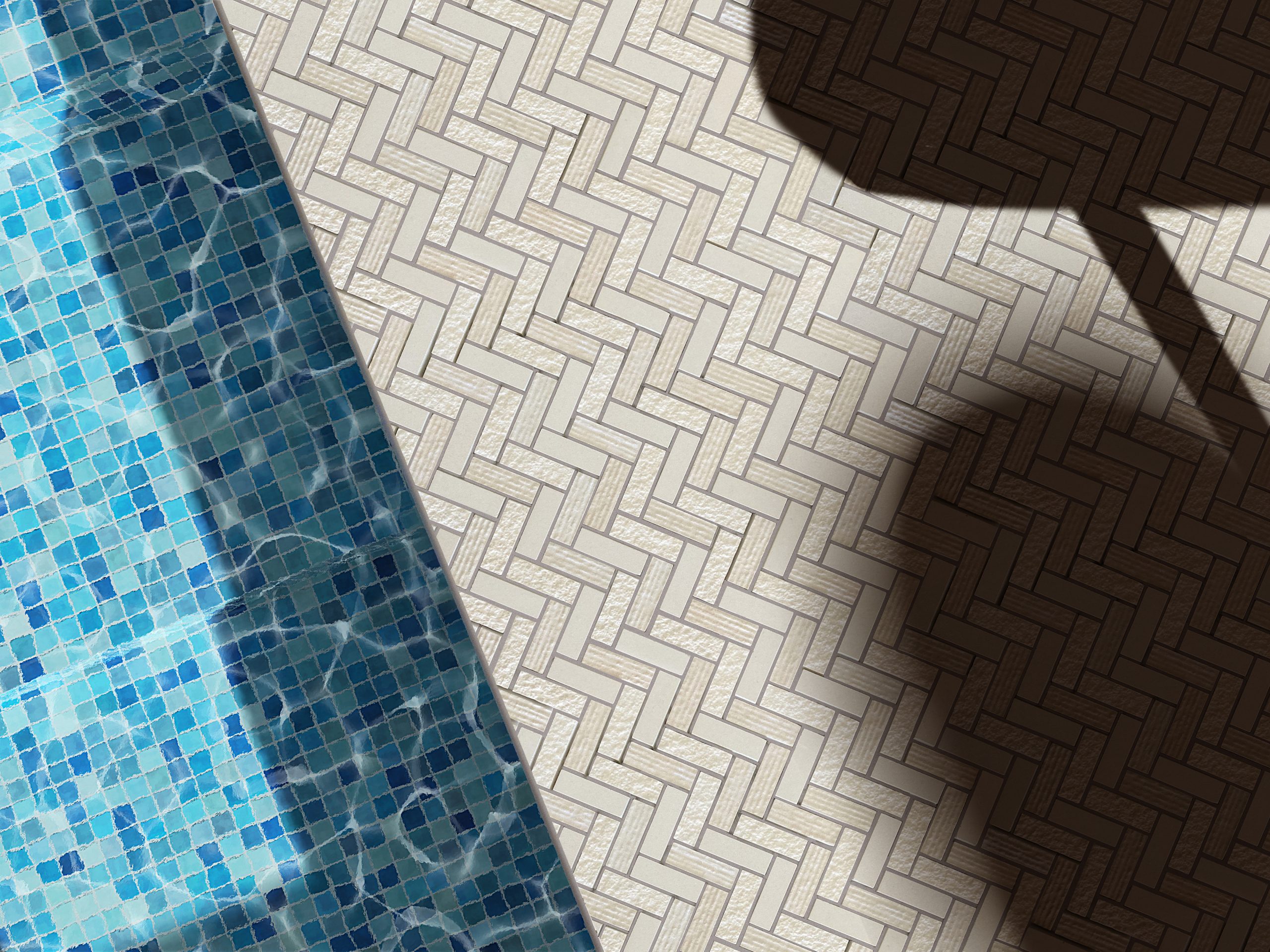 Metro Beige Texture 5-8×2 Herringbone Pool Deck Mockup
